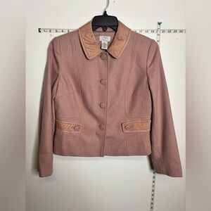LOFT Women's Blush Blazer with Camel Details